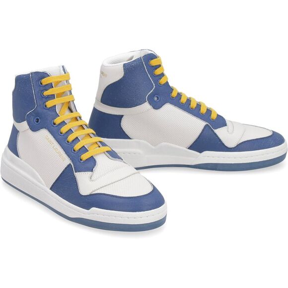 Raffia Textured Mid-Top Sneakers in Neutral Beige - Picture 3 of 4